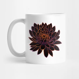 Colorful chrysanthemum or Mums flower drawing - faded orange with red and blue lines in the petals. Mug